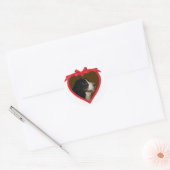 Heart Ribbon foto Lijst Ronde Sticker (Envelop)