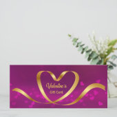 Heart Ribbon Gold Paarse Valentijnsdag Gift Card (Staand voorkant)