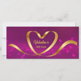 Heart Ribbon Gold Paarse Valentijnsdag Gift Card