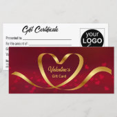 Heart Ribbon Gold Red Valentijnsdag - kaartje (Voorkant / Achterkant)