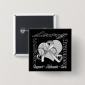 Heart Ribbon - Lung Cancer Awareness Vierkante Button 5,1 Cm (Voorkant /achterkant)