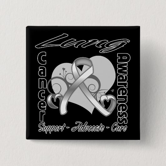 Heart Ribbon - Lung Cancer Awareness Vierkante Button 5,1 Cm (Voorkant)