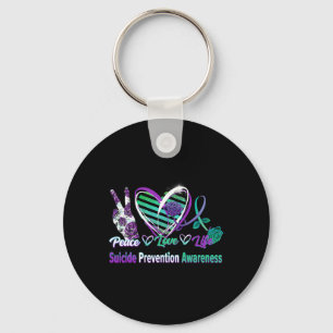 Heart Ribbon Roos Peace Love Mental Health Suicide Sleutelhanger
