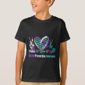Heart Ribbon Roos Peace Love Mental Health Suicide T-shirt (Voorkant)