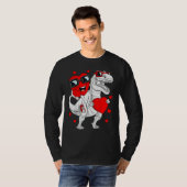 Heart Riding Dinosaur Rex  Valentines Day Boys Kid T-shirt (Voorkant volledig)