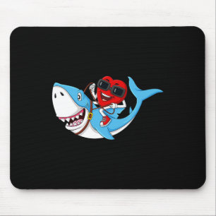 Heart Riding Shark Valentijnsdag Fun Boys Meisjes Muismat