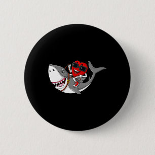 Heart Riding Shark Valentijnsdag Fun Boys Meisjes Ronde Button 5,7 Cm