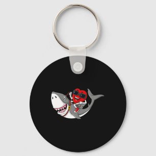 Heart Riding Shark Valentijnsdag Fun Boys Meisjes Sleutelhanger