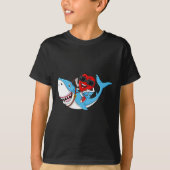 Heart Riding Shark Valentijnsdag Fun Boys Meisjes T-shirt (Voorkant)