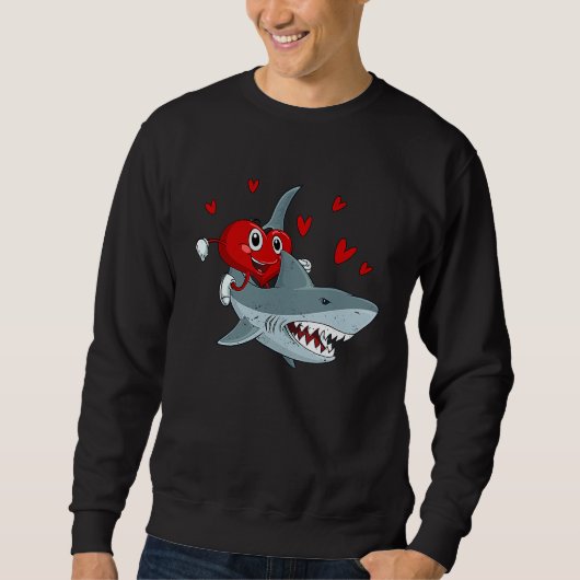 Heart Riding Shark Valentine's Day  Sharks   1 Trui (Voorkant)