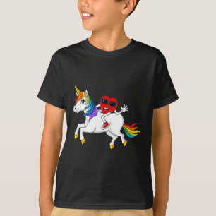 Heart Riding Unicorn Valentijnsdag Fun Girls Kind T-shirt