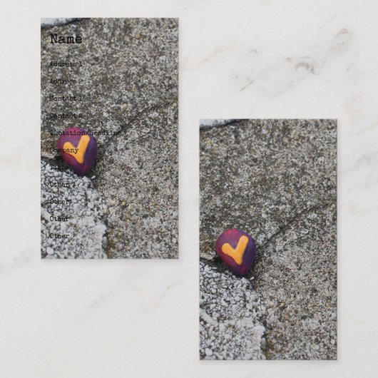 Heart Rock en Fossil Rock Visitekaartje (Voorkant / Achterkant)