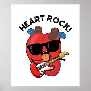 Heart Rock Funny Music Anatomy Pun Poster