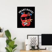 Heart Rock Grappige Muziek Pun Dark BG Poster (Thuiskantoor)