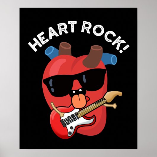 Heart Rock Grappige Muziek Pun Dark BG Poster (Voorkant)