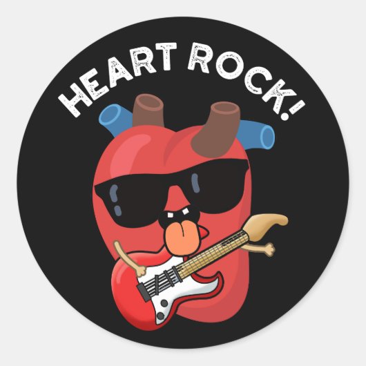 Heart Rock Grappige Muziek Pun Dark BG Ronde Sticker (Voorkant)