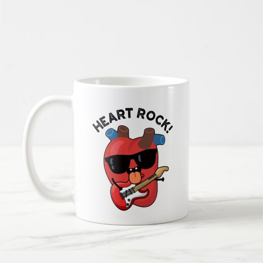 Heart Rock Grappige muziek woordspeling Koffiemok (Links)