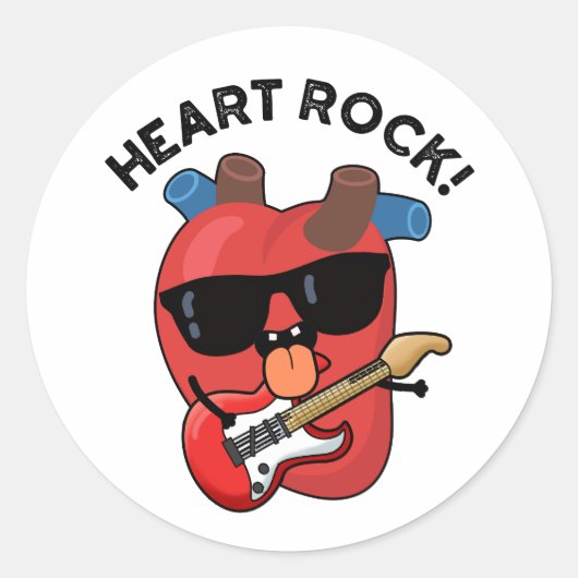Heart Rock Grappige muziek woordspeling Ronde Sticker (Voorkant)