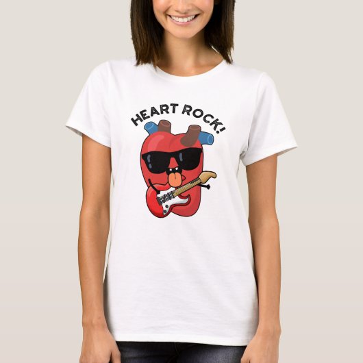 Heart Rock Grappige muziek woordspeling T-shirt (Voorkant)