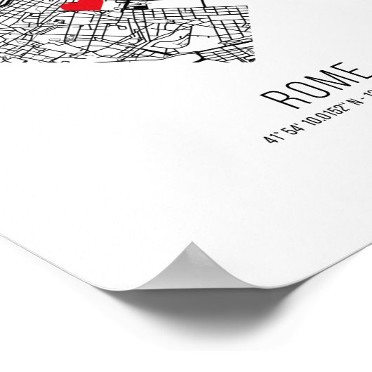 Heart Rome City Map (Italië) Poster (Hoek)