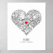 Heart Rome City Map (Italië) Poster (Voorkant)