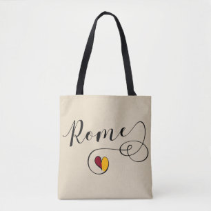 Heart Rome Flag Grocery Bag, Italiaans Tote Bag
