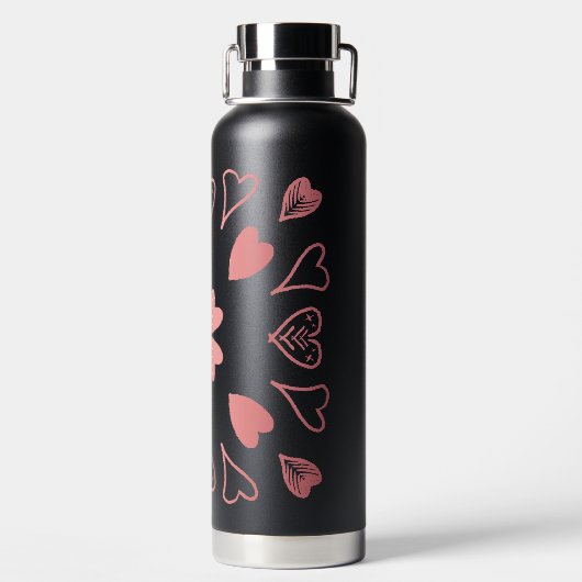 Heart Roos Gold Patroon Waterfles (Achterkant)