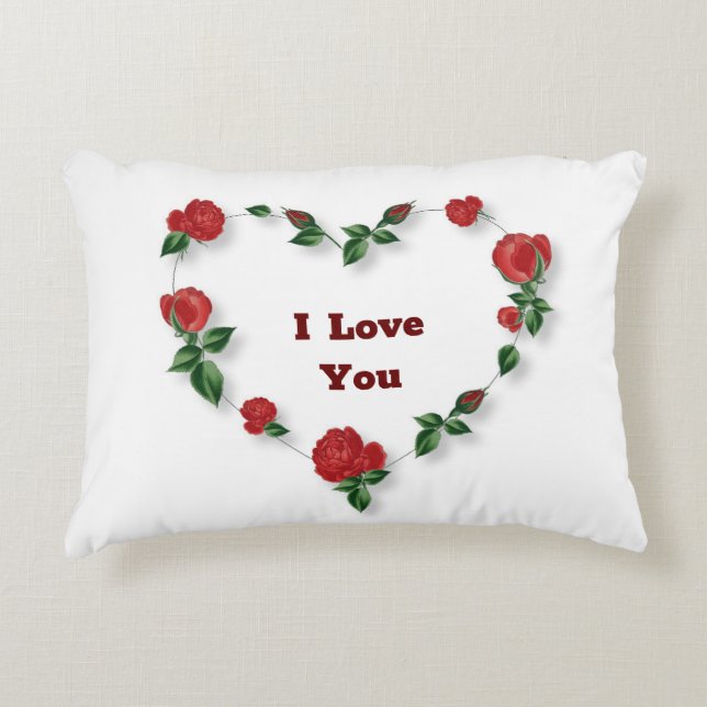 Heart Rozen Valentijn Accent Pillow Accent Kussen (Voorkant)
