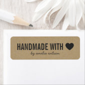 Heart Rustic Bold Handgemaakt met Love Faux Kraft Etiket (Insitu)