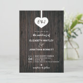 Heart Rustic Wood Wedding Kaart (Staand voorkant)