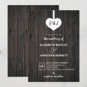 Heart Rustic Wood Wedding Kaart (Voorkant / Achterkant)