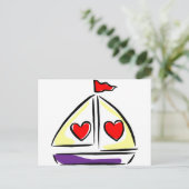 Heart Sailboot Briefkaart (Staand voorkant)