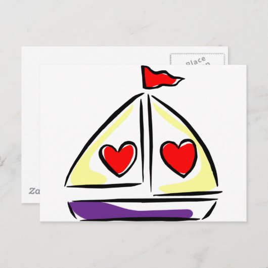 Heart Sailboot Briefkaart (Voorkant / Achterkant)