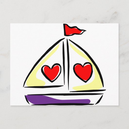 Heart Sailboot Briefkaart (Voorkant)