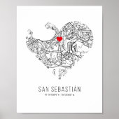 Heart San Sebastián City Map (Spanje) Poster (Voorkant)