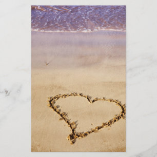 Heart Sand Beach Ocean Romantic Valentijn - Custom Briefpapier