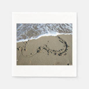 Heart Sand Beach Wedding Paper Napkins Servet