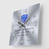 Heart Sapphire 65th Wedding Jubileum Gift Ideas Vierkante Klok (Hoek)