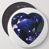 Heart Sapphire Blue Ronde Button 6,0 Cm (Voorkant /achterkant)