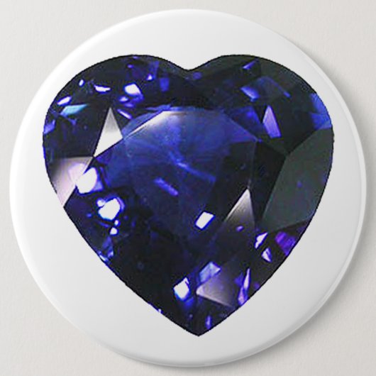 Heart Sapphire Blue Ronde Button 6,0 Cm (Voorkant)