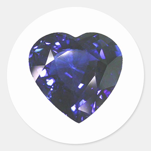 Heart Sapphire Blue Ronde Sticker (Voorkant)