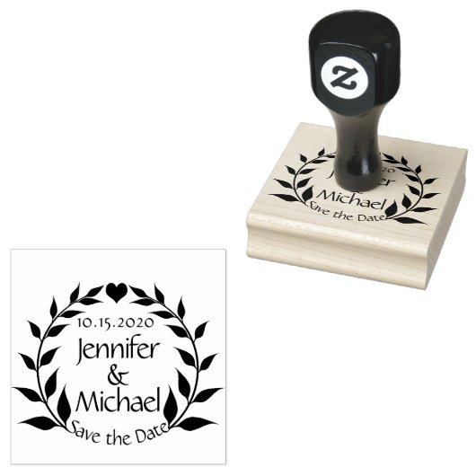 Heart Save the Date Stamp Rubberstempel (Gestempeld)