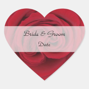 Heart Save the Date Stickers - Red Rose