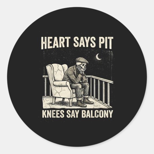Heart Says T Knees Say Balcony Funny Old Men Music Ronde Sticker (Voorkant)