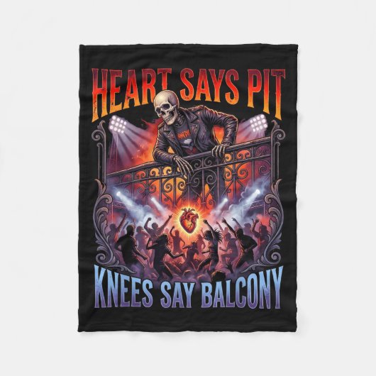 Heart Says T Knees Say Balcony Funny Old Skeleton  Fleece Deken (Voorkant)