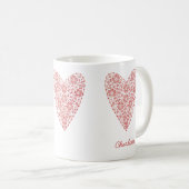 Heart Scandinavian Personalized Red White Koffiemok (Voorkant rechts)