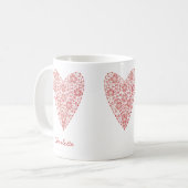 Heart Scandinavian Personalized Red White Koffiemok (Voorkant links)