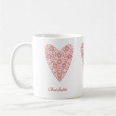 Heart Scandinavian Personalized Red White Koffiemok (Links)
