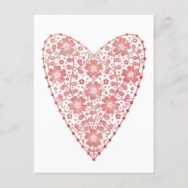 Heart Scandinavian Red White Briefkaart