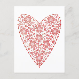 Heart Scandinavian Red White Briefkaart